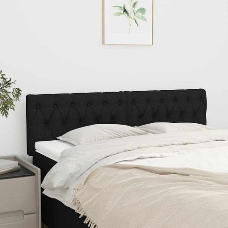 vidaXL Cabeceros tela negro 144x7x78/88 cm (1/5)
