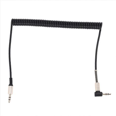 Câble auxiliaire audio avec prise jack 3,5 mm coudée mâle-mâle noire (1/5)