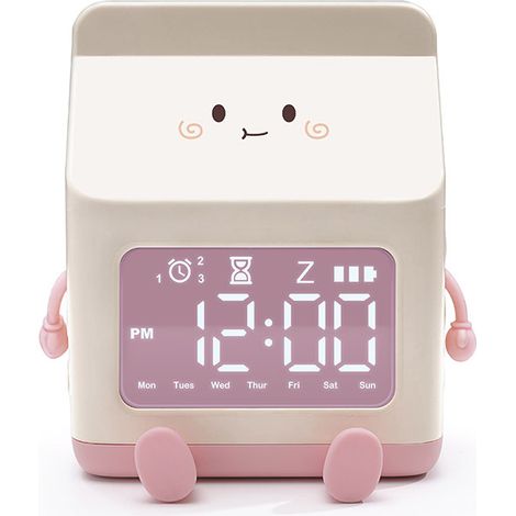 [NON UTILIZZATO] Sveglia carina per bambini, dolce orologio digitale, sveglia a forma di cartone del latte, sveglia per bambini, sveglia da 5 minuti, decorazione per la camera da letto, regalo di comp (1/5)