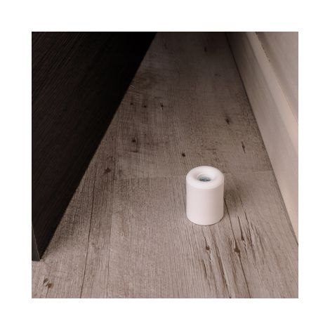 Ouvre&Déco – Lot de 2 butées de porte rondes en caoutchouc blanc – Diamètre 30 mm – Hauteur 39 mm – Accessoires inclus : vis et chevilles