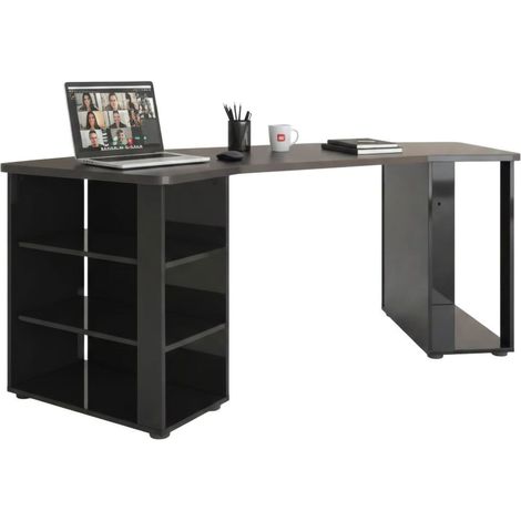 Fuhao-Schreibtisch, 2 Ablagen, 90,5x205x76h cm Schwarz