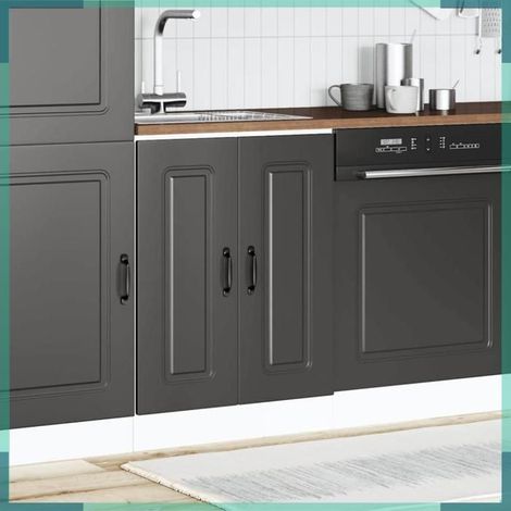 853438 Meuble bas pour évier Kalmar noir 60x46x81,5 cm bois ingénierie (1/5)