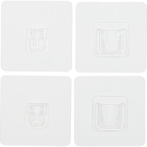 Lot de 2 Crochets Muraux "Adhésifs" 7cm Transparent (1/4)
