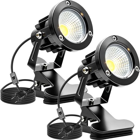 Lot de 2 Spots LED à Pince, Éclairage de Jardin LED avec Prise et Interrupteur, Projecteur Étanche pour Plantes, Projecteur de Pelouse, Lampe de Bureau pour Lampe de Table pour la Croissance Plantes (1/5)