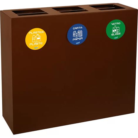 Pattumiera raccolta differenziata 3 scomparti corten (1/5)