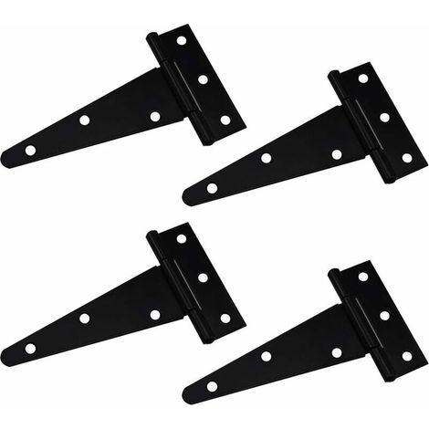 Charnière en T Charnière Triangulaire Charnière en T robuste Triangle galvanisé 4 pouces Noir Peut être utilisé pour accrocher des portes d'armoires portes de jardin boîtes en bois 4 pièces (1/5)