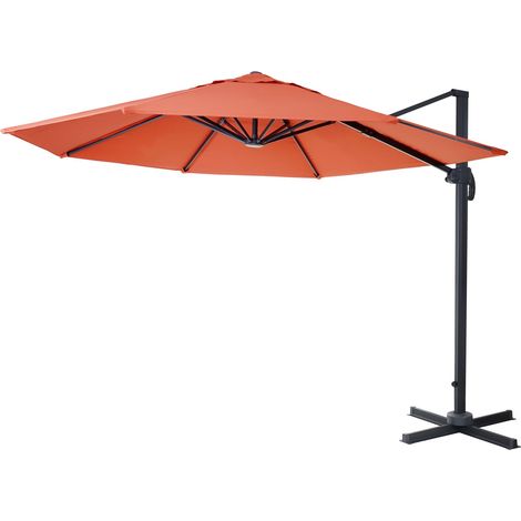 [NON UTILIZZATO] Ombrellone parasole decentrato HHG-535 rotondo 3 m arancione girevole senza base