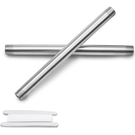 2 Pcs 250MM 3/8" mâle × 3/8" mâle filetage BSP Acier inoxydable 304 Extender Nipple Cast Pipe Fittings