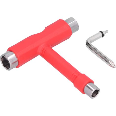Clé Hexagonale Multifonction Portable pour Skateboard - Outil de Réglage en T avec Clés Allen - Rouge