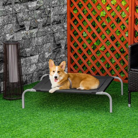 Cama Elevada para Perros Gatos Transpirable Cama para Mascotas 90x65x20 cm para Dormir Relajar con Marco de Acero para Interior Exterior Negro (1/5)