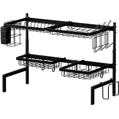 Toque Over Sink Dish Drying Rack 2 Tier Adjustable Drainer Rack Space Saving