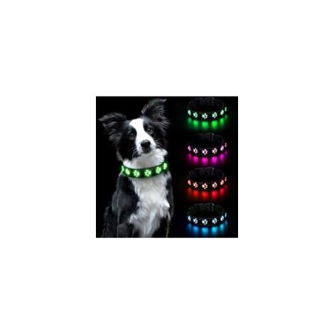 Leuchtendes Hundehalsband, wiederaufladbar und wasserdicht, verstellbar für kleine/mittelgroße/große Hunde (Grün, S) - Crezuo