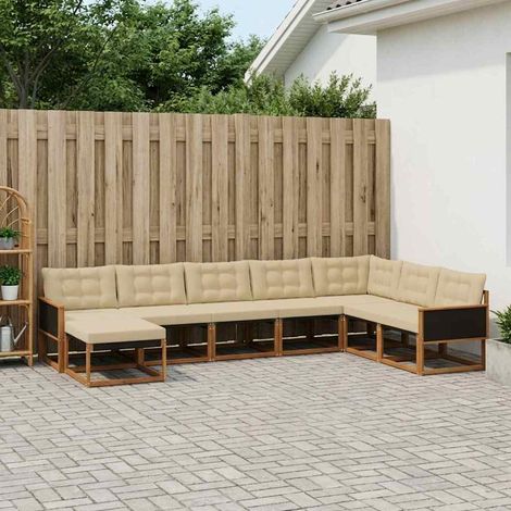 vidaXL Outdoor-Sofagarnitur 9 pcs Natur und Beige Massivholz Akazie (1/5)