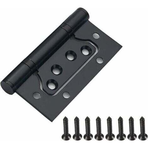 NALOOKAMIC  Ensemble de 2 charnières de porte en acier inoxydable, charnières de porte rectangulaires de 4 pouces, 100mm, noires