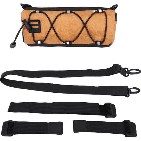 Borsa da manubrio di grande capacità, con scomparto anteriore, accessori per ciclismo, marrone (1/5)