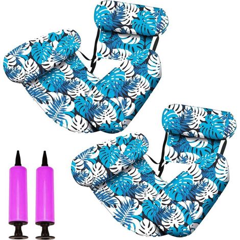 Lot de 2 Fauteuils Gonflables Pliables avec Pompe, Chaise Flottante Double Usage pour Piscine Plage Lac, Transat Hamac d'Été (1/5)