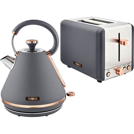 Tower Cavaletto Pyramid Kettle and 2 Slice Toaster Set Grey