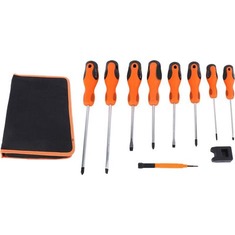 kit tournevisJeu de 10 Tournevis à Embout Magnétique et Poignée Ergonomique en Caoutchouc - Pour Réparation et Maintenance Électronique (9 Embouts + Magnétiseur + Sac) (1/5)