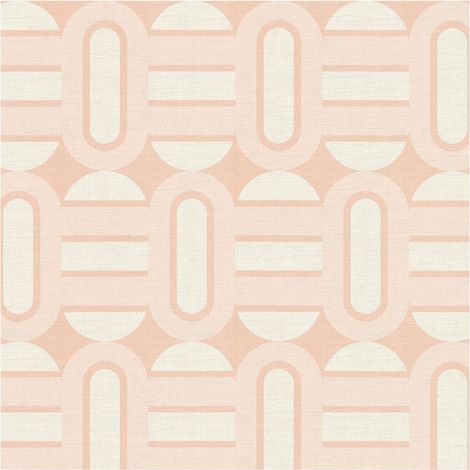 Retro wallpaper wall Profhome 395365 hot embossed non-woven wallpaper slightly textured with geometric shapes matt pink antique pink cream beige 4,5 m2 (1/5)