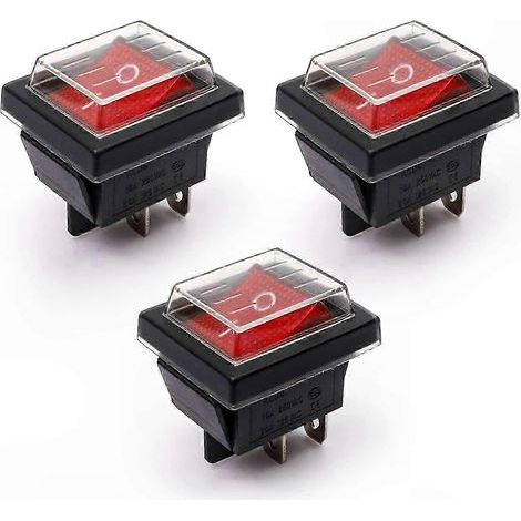 Trois interrupteurs à bascule étanches. bipolaires à double direction AC 16A/250V 20A/125V. interrupteur marche/arrêt rouge. (1/5)