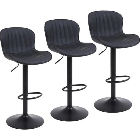 Sgabello da bar, regolabile in altezza, design moderno, set da 3 (1/2)