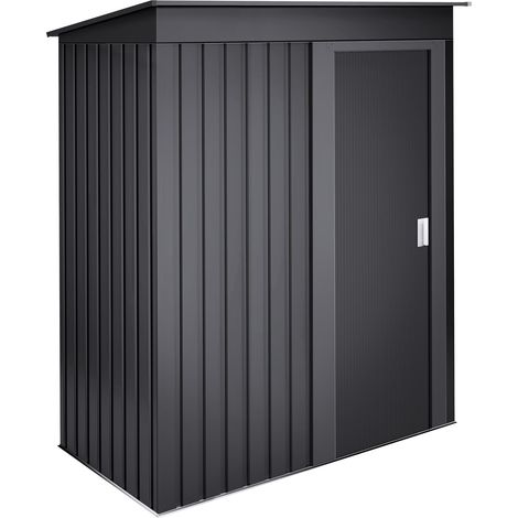 Armario Metálico de Jardín 1,39m2 Wasabi Neat Anthracite - 86x162x181cm - Puerta Corredera - Techo Inclinado - Gris Antracita (1/3)