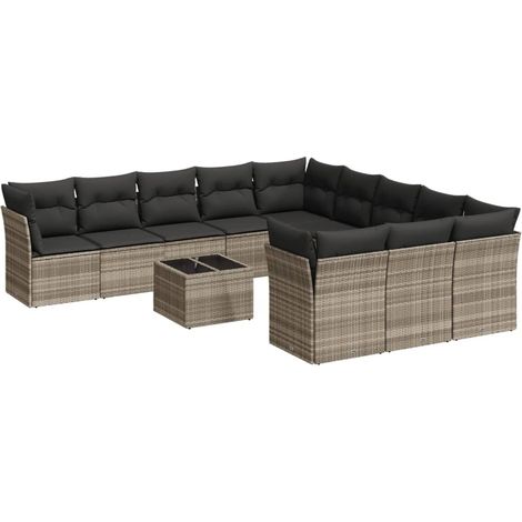 Maison Exclusive - Set Divano Giardino 12 pz con Cuscini Grigio Chiaro Polyrattan (1/3)
