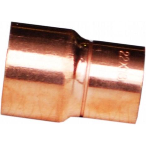 FPLUS reduccion cobre m-h 22-15 , Esta manguito de reducción MH de Conexion. Se trata de una pieza para soldar disponible en diferentes diámetros, destinada a instalaciones de agua
