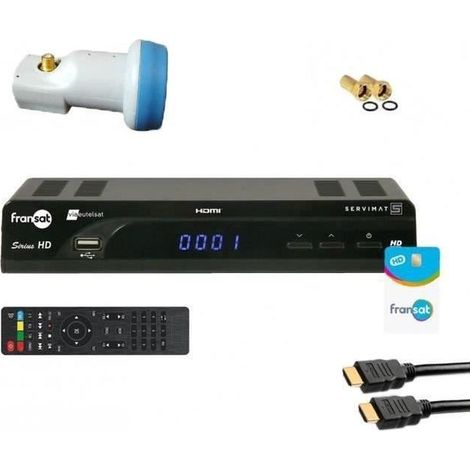 SERVIMAT SIRIUS III RÉCEPTEUR TV SATELLITE HD + CARTE FRANSAT PC6 + CÂBLE HDMI + LNB SINGLE (1/4)