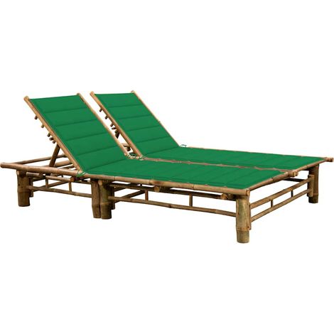 vidaXL Chaise longue pour 2 personnes avec coussins Bambou (1/4)