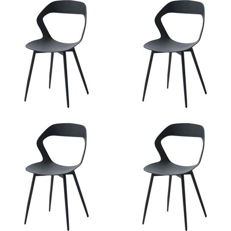 Wokaka Set di 4 Sedie da Pranzo — Stile Scandinavo — Sedie in Plastica con Gambe in Metallo — Nero (1/5)