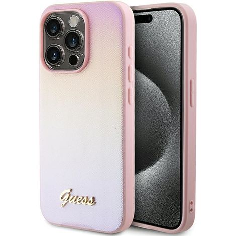 Guess GUHCP14LPSAIRSP iPhone 14 Pro 6.1" rosa/custodia rigida rosa Saffiano Iridescent Script (1/5)