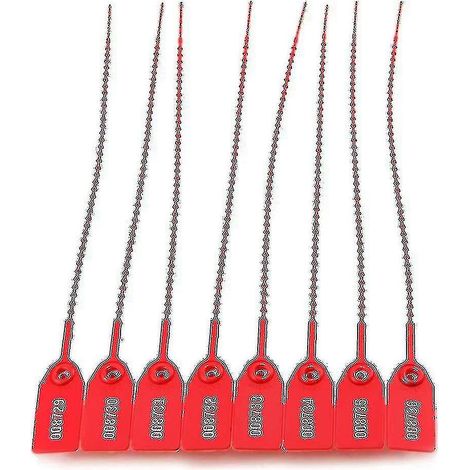 100 attaches autobloquantes Tamper S, attaches autobloquantes pour extincteurs, étiquettes Pull Tite numérotées, attache de 250 mm de longueur (rouge) (1/3)