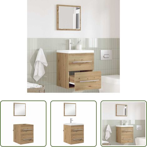 Vidaxl – Meuble bas de salle de bain marron 41 x 38,5 x 48 cm – Bois d'ingénierie durable – Rangement avec tiroir – Design mural moderne (1/5)