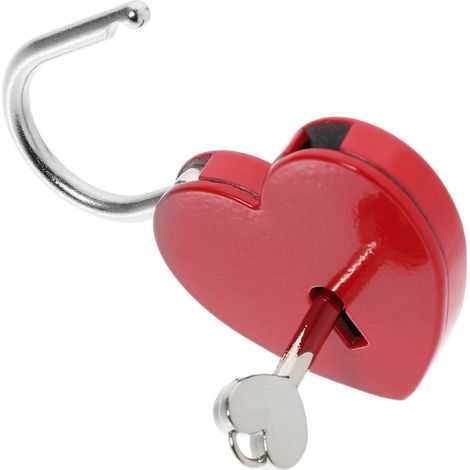 Herzförmiges Vorhängeschloss mit Schlüssel, kleines Liebesschloss für Tagebuch, Handtasche, Gepäck, romantisches Geschenk, rot (1/5)