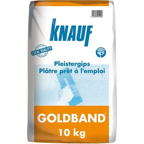 Knauf Goldband Enduit de Plâtre Manuel Monocouche pour Murs et Plafonds Intérieurs – Finition Lisse – Sac de 10 kg