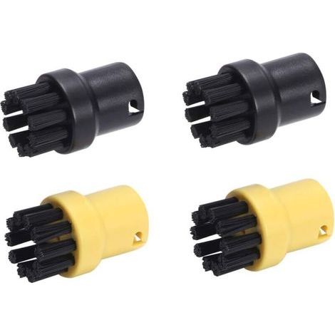 Ensemble de brosses rondes en fil de laiton pour nettoyeur vapeur Karcher SC1 SC2 CTK10 CTK20SC3 SC4 SC5 (2 noirs, 2 jaunes) (1/4)