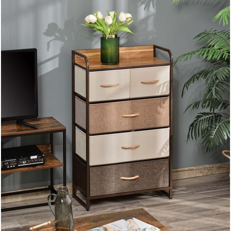 Meuble rangement commode 5 tiroirs tissu 58 cm OKMYHOME (1/3)