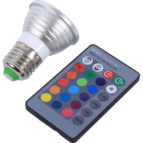 Ampoule LED RGB - Base E27 3W - 16 Couleurs Avec Télécommande - Pour Maison Et Fête - 1 Pièce (1/5)