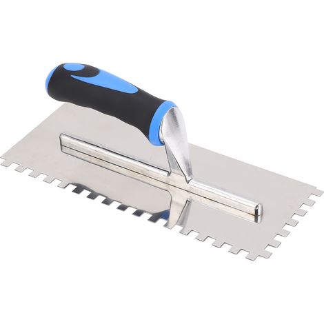 Truelle à encoches carrées 8 mm en acier inoxydable avec poignée ergonomique en caoutchouc pour carrelage et revêtement de sol (1/5)