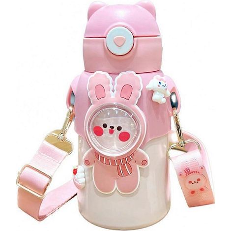 520Ml Kids Thermal Water Bottle with Straw Cute Bottle-- (1/5)