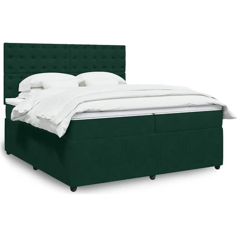 vidaXL Sommier à lattes de lit et matelas Vert foncé 200x200cm Velours (1/5)