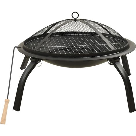 Braciere e barbecue con attizzatoio 2 in 1 in acciaio nero 020005987