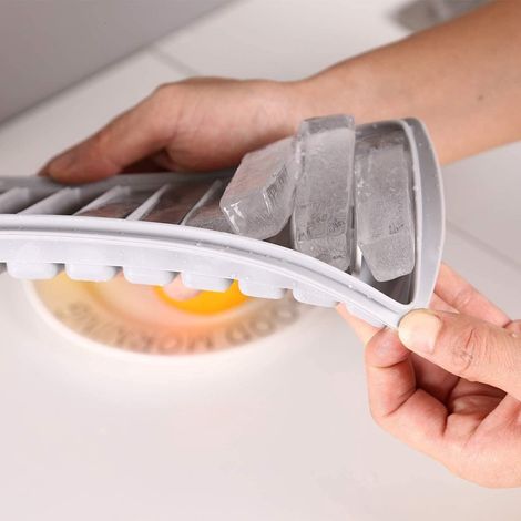 Bac à glaçons avec couvercle - Démoulage facile et réutilisable - Bac à glaçons en silicone - Moules à glaçons - 10 cavités - Sans BPA - Moules à glaçons - Forme glaçon - Lot de 3 (1/5)