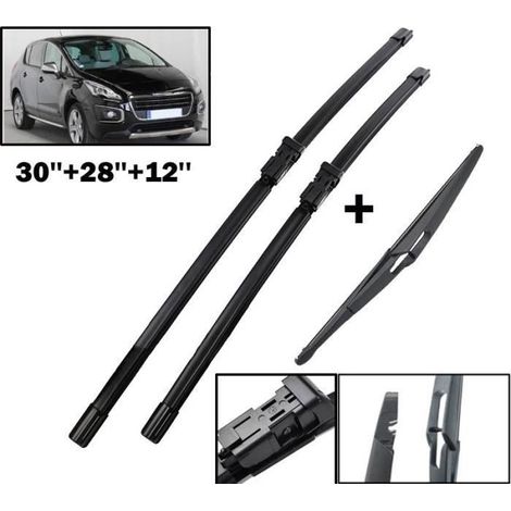 Lot de 3 Balais d'essuie-glace avant + arrière Pour Peugeot 3008 MK I 2009 2010 2011 2012 2013 2014 2015 2016 (1/4)