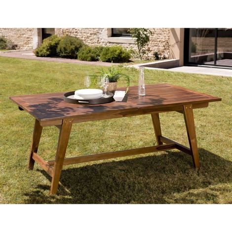 MAEVA - Table de jardin rect. scandi ext. 180/240cm bois teck huilé (1/5)