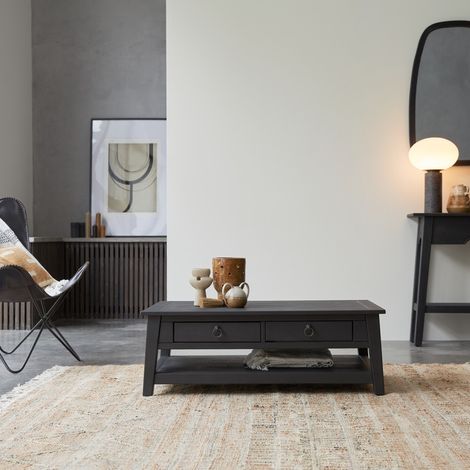 Tikamoon Thaki Black Table basse en pin H 35 cm × L 100 cm × P 60 cm (1/5)