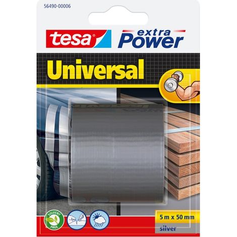 Cinta americana universal extra power 5 m x 50 mm plata tesa