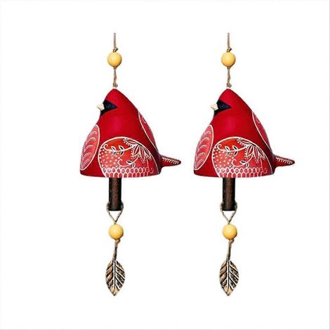 Carillon à oiseaux 2 pièces, cloche de jardin mélodieuse, suspension décorative pour extérieur, sonorité douce, finition argentée, idéal pour terrasse et balcon (1/5)