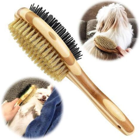 Doppelseitige Hunde-/Katzenbürste, Hundepflegekamm für Massage und Fellpflege, weiches Fell, ideal für kurz-, mittel- und langhaarige Haustiere